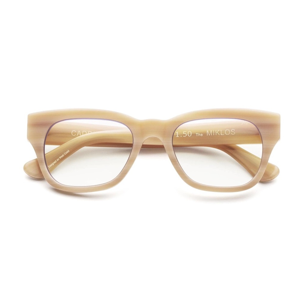 Caddis Miklos Reading Glasses Polished Bone 1.00 with FRQ Blue alight Filtering